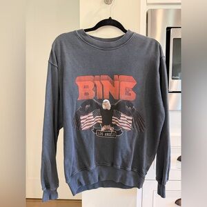 Anine Bing Charcoal Crewneck with Red Graphic Eagle